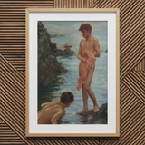 A Bathing Group - Henry Scott Tuke Kunstdruck / Leinwand, 20x30’’ / 51x76cm / Naturrahmen / Passepartout, Poster Drucke & visuelle Kunstwerke, Toby