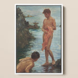A Bathing Group - Henry Scott Tuke Art Print / Canvas, 12x18’’ / 31x46cm / White Frame, Posters Prints & Visual Artwork, Toby Leon
