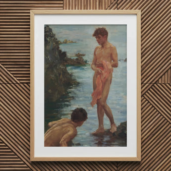 A Bathing Group - Henry Scott Tuke Art Print / Canvas Wooden Framed Painting Two Boys, Eden’s Echo Reimagined Prints