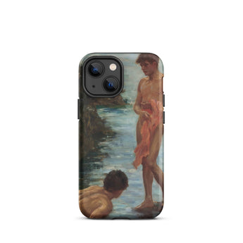 A Bathing Group - Henry Scott Tuke Iphone Case, 13 Mini / Matte, Black Iphone Case Painting Two Nude Figures Stream