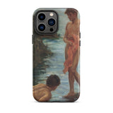 A Bathing Group - Henry Scott Tuke Iphone Case, 13 Pro Max / Matte, Iphone Phone Case Painting Two Nude Figures Stream
