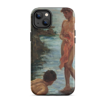 A Bathing Group - Henry Scott Tuke Iphone Case, 14 Plus / Matte, Iphone Painting Two Nude Men Body Water Case