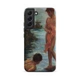 A Bathing Group - Henry Scott Tuke Phone Case Samsung Galaxy S22 Plus / Matte Phone Case Classical Painting Two Nude Figures Water Tuke’s