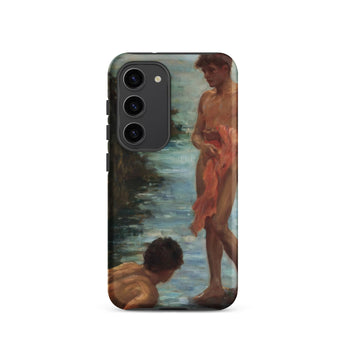 A Bathing Group - Henry Scott Tuke Phone Case Samsung Galaxy S23 / Matte Phone Case Classic Oil Painting Two Nude Figures Tuke’s Fluid