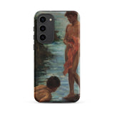 A Bathing Group - Henry Scott Tuke Phone Case Samsung Galaxy S23 Plus / Matte Phone Case Classic Oil Painting Two Nude Figures Tuke’s Fluid