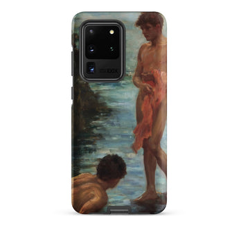 A Bathing Group - Henry Scott Tuke Samsung Case, Galaxy S20 Ultra / Matte, Phone Case Painting Two Nude Figures Body Water