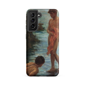 A Bathing Group - Henry Scott Tuke Samsung Case, Galaxy S21 Fe / Matte, Black Samsung Phone Case Classical Painting Two Figures