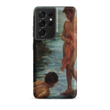 A Bathing Group - Henry Scott Tuke Samsung Case, Galaxy S21 Ultra / Matte, Smartphone Painting Two Nude Figures Body Water