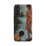 A Bathing Group - Henry Scott Tuke Samsung Case, Galaxy S22 Plus / Matte, Smartphone Case Painting Two Figures Body Water