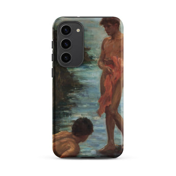 A Bathing Group - Henry Scott Tuke Samsung Case, Galaxy S23 Plus / Matte, Smartphone Case Painted Scene Two Nude Figures Body