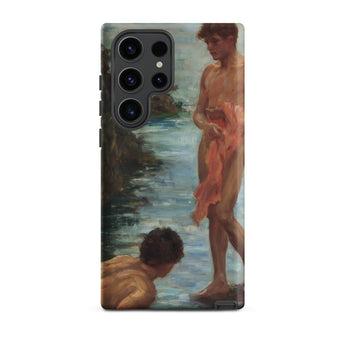 A Bathing Group - Henry Scott Tuke Samsung Case, Galaxy S23 Ultra / Matte, Phone Case Classical Painting Two Figures Body Water