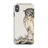 Owl and Fir Tree - Numata Kashu Kachō-e Phone Case Iphone Xs Max / Matte Phone Case Artistic Illustration Owl Eyes Numata Kashu, Nocturnal