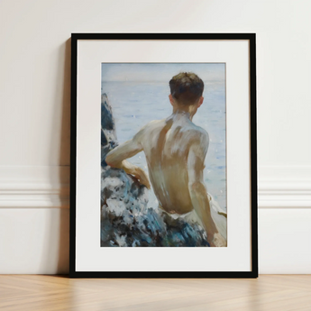 Beach Study - Henry Scott Tuke Art Print / Canvas, 12x16’’ / 31x41cm / Black Frame / Matboard, Posters Prints & Visual Artwork, Toby Leon
