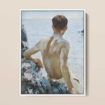 Beach Study - Henry Scott Tuke Art Print / Canvas, 12x16’’ / 31x41cm / White Frame, Posters Prints & Visual Artwork, Toby Leon
