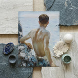 Beach Study - Henry Scott Tuke Art Print / Canvas Soft Impressionistic Painting Young Man Short Brown Hair Maritime Rapture Unspools,