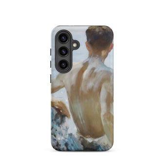 Beach Study - Henry Scott Tuke Phone Case Samsung Galaxy S24 / Matte Phone Case Painted Depiction Shirtless Man Rendered Soft Beach Study,