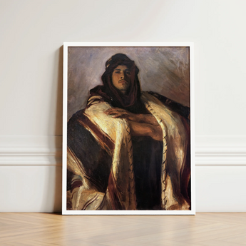 Bedouin Chief - John Singer Sargent Art Print / Canvas Framed Oil Painting Man Dark Robes Gold-trimmed Fabric, Commanding Presence Prints
