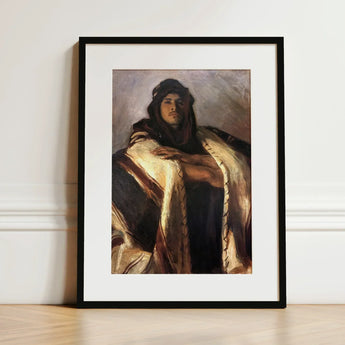 Bedouin Chief - John Singer Sargent Art Print / Canvas Black-framed Classical Oil Painting Man Traditional, Commanding Presence Prints