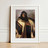 Bedouin Chief - John Singer Sargent Art Print / Canvas Framed Painting White Frame Wide Off-white Mat Man, Commanding Presence Prints