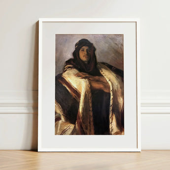 Bedouin Chief - John Singer Sargent Art Print / Canvas Framed Painting White Frame Wide Off-white Mat Man, Commanding Presence Prints