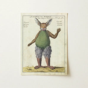 Beelzebub - Compendium of Demonology Art Print / Canvas Antique-style Illustrated Fantastical Creature Rabbit-like Ears Green, Parchment