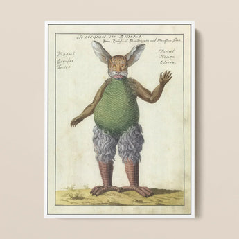 Beelzebub - Compendium of Demonology Art Print / Canvas Framed Vintage Illustration Mythical Creature Rabbit-like Ears Green Demonology Art