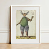 Beelzebub - Compendium of Demonology Art Print / Canvas Framed Vintage Illustration Mythical Creature Rabbit-like Ears Green, Parchment