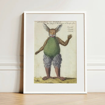 Beelzebub - Compendium of Demonology Art Print / Canvas Framed Vintage Illustration Mythical Creature Rabbit-like Ears Green, Parchment