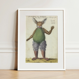 Beelzebub - Compendium of Demonology Art Print / Canvas Framed Vintage Illustration Mythical Creature Rabbit-like Ears Green Demonology Art