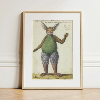 Beelzebub - Compendium of Demonology Art Print / Canvas Framed Vintage Illustration Mythical Creature Rabbit-like Ears, Parchment Hush