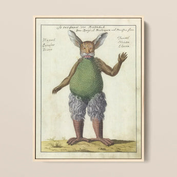 Beelzebub - Compendium of Demonology Art Print / Canvas Framed Vintage Illustration Mythical Creature Rabbit-like Head Green Demonology Art