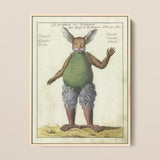 Beelzebub - Compendium of Demonology Art Print / Canvas Framed Vintage Illustration Mythical Creature Rabbit-like Head Green, Parchment