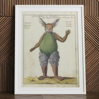 Beelzebub - Compendium of Demonology Art Print / Canvas Green Rabbit White Frame Brown Background, Parchment Hush Rises, Lynx Whiskers