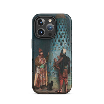 Before the Audience - Jean Leon Gerome Phone Case Iphone 16 Pro / Matte Black Smartphone Case Historical Painting Two Men Cat Jean-léon