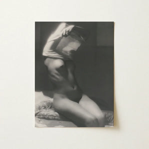 Before Going to Sleep - Michael Heumuller Art Print / Canvas Black-and-white Photographic Nude Figure Seated Arm Raised, Evocative Black