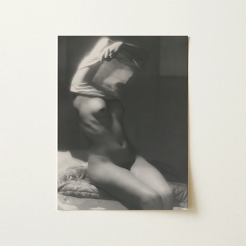 Before Going to Sleep - Michael Heumuller Art Print / Canvas Black-and-white Photographic Print Nude Figure Seated Arm Raised Michael