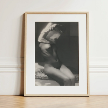 Before Going to Sleep - Michael Heumuller Art Print / Canvas Minimalist Wooden-framed Black-and-white Art Print Sculpted Figure Expressive