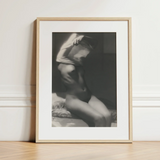 Before Going to Sleep - Michael Heumuller Art Print / Canvas Minimalist Wooden-framed Black-and-white Art Print Sculpted Figure Expressive