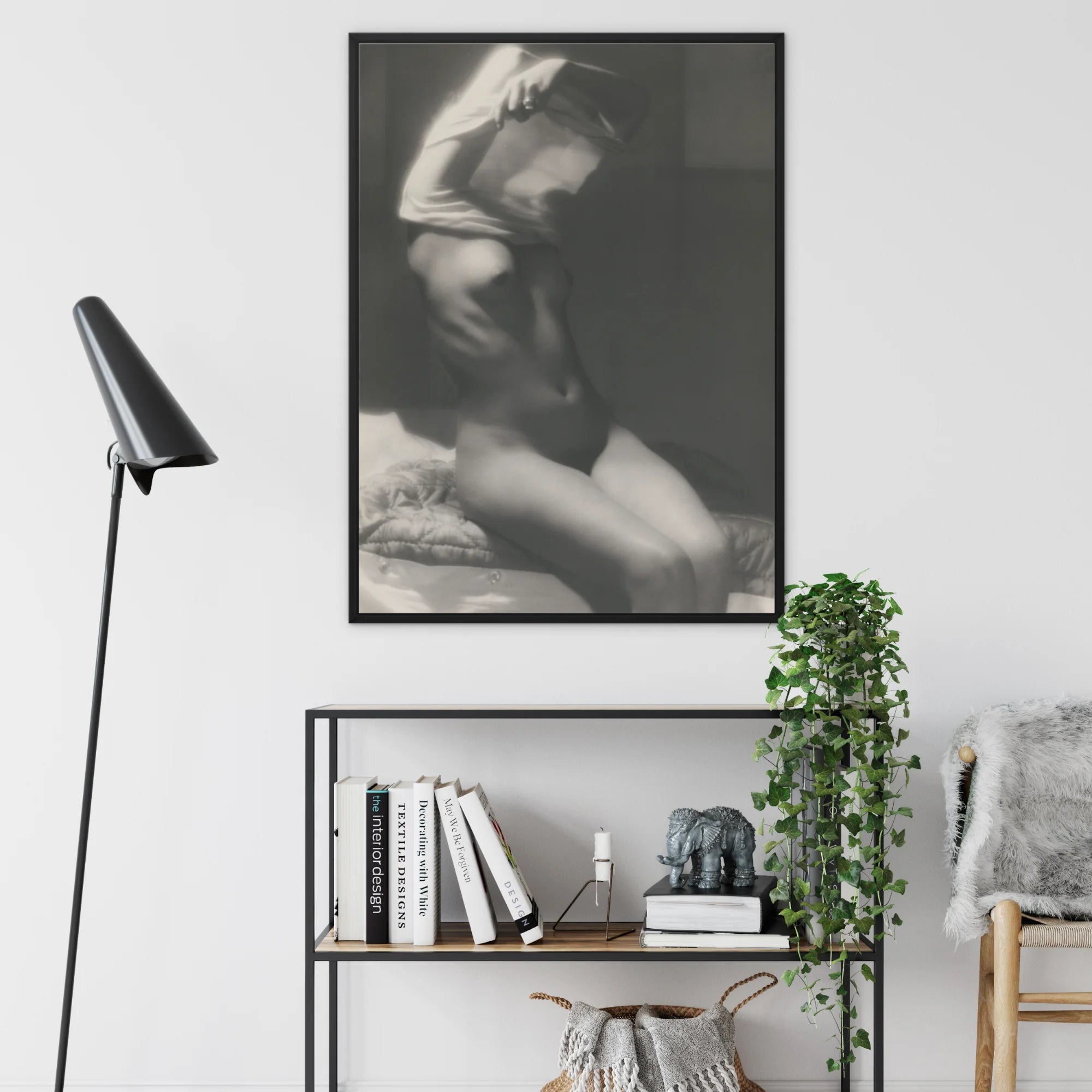 Before Going to Sleep - Michael Heumuller Framed Canvas, Black White Artistic Nude Photograph Frame