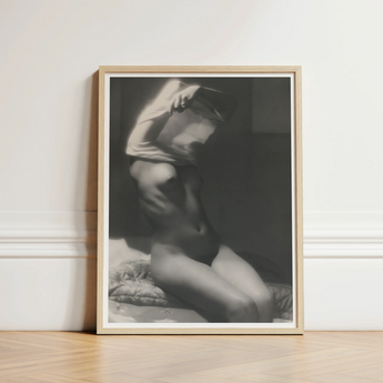 Black-and-white Framed Art Print Nude Figure Motion Encased Michael Heumuller, Evocative Black and White Photograph, Introspective Beauty