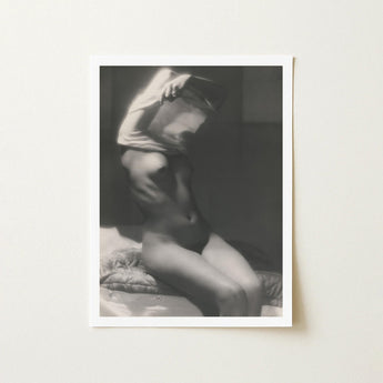 Before Going to Sleep - Michael Heumuller Art Print / Canvas Black-and-white Framed Figure Contemplative Pose, Evocative Black and White