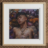 Bent & Spent - Gaysian Thai Twunk Art Print / Canvas Framed Artwork Person Amidst Colorful Flora Fauna, Homoerotic, Prints