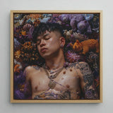 Bent & Spent - Gaysian Thai Twunk Art Print / Canvas Framed Portrait Man Tattoos Adorned Layered Gold Chains, Homoerotic, Prints