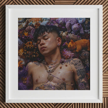 Bent & Spent - Gaysian Thai Twunk Art Print / Canvas White Square Frame Black Border, Homoerotic, Prints