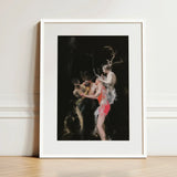 Bestial - Neo-baroque Pagan Art Print / Canvas Framed Artwork Dark Expressive Painting Figures Antlers Vibrant Horned Figure Floats,