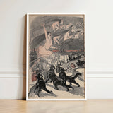 Big Black Cats Howl as Naked Witches Ascend Into the Night Over City - Théophile Steinlen Art Print / Canvas Framed Artwork Dynamic