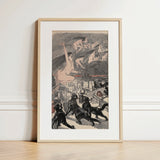 Big Black Cats Howl as Naked Witches Ascend Into the Night Over City - Théophile Steinlen Art Print / Canvas, 12x18’’ / 31x46cm / Natural