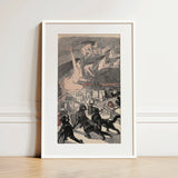 Big Black Cats Howl as Naked Witches Ascend Into the Night Over City - Théophile Steinlen Art Print / Canvas, 12x18’’ / 31x46cm / White