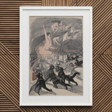 Big Black Cats Howl as Naked Witches Ascend Into the Night Over City - Théophile Steinlen Art Print / Canvas Framed Lithograph Crimson Moon