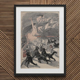 Big Black Cats Howl as Naked Witches Ascend Into the Night Over City - Théophile Steinlen Art Print / Canvas Framed Nude Figures Group Dogs
